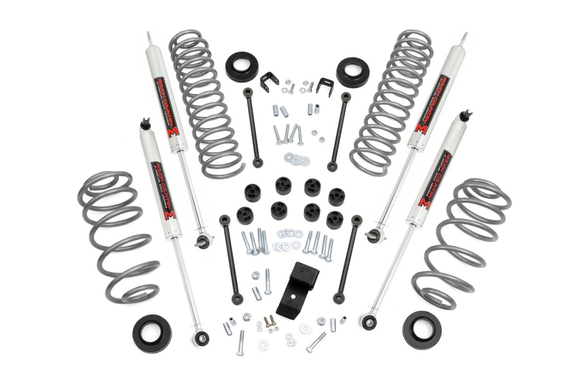 Jeep Wrangler Suspension Lift Kit - Rough Country - 3.25 Inch Lift Kit | 4 Cyl | M1 - Metallic Silver - '97-'02